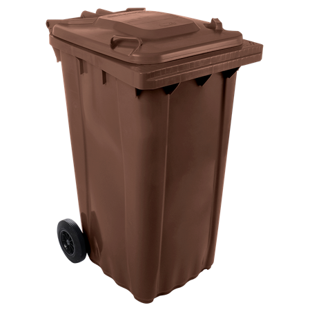 Contenedor de desperdicios con tapa y ruedas marrón 240 lts.