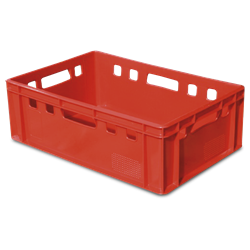 Cajón para carne liso rojo 600x400x200 mm.