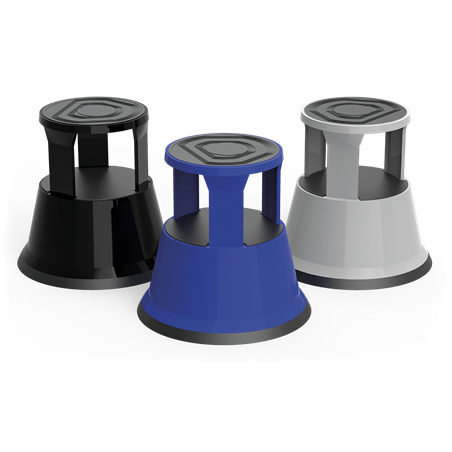 Taburete negro con ruedas ø430x430 mm.