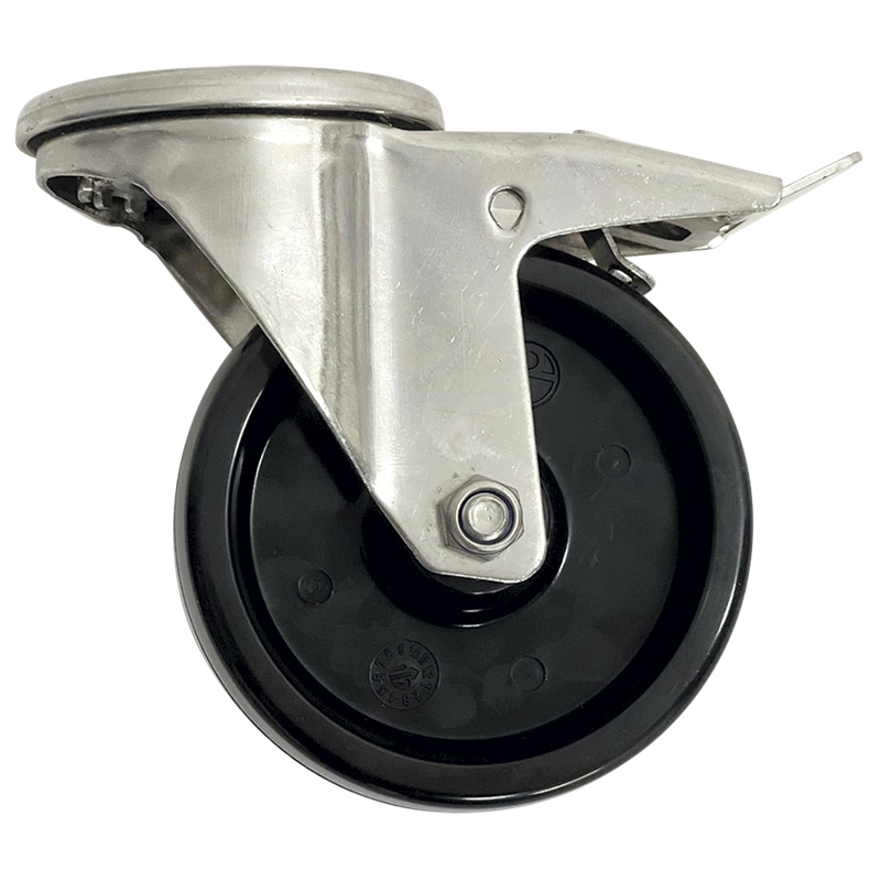 Rueda giratoria c/freno acero inox. anticalórica ø100 mm.