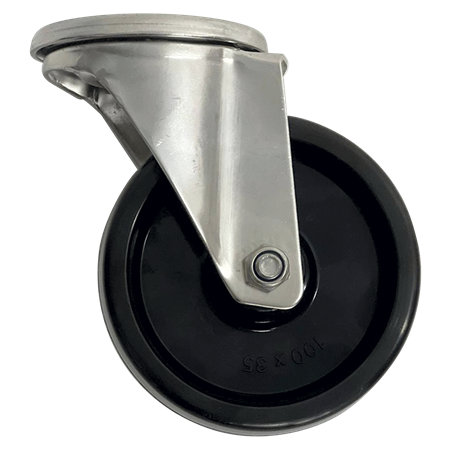Rueda giratoria s/freno acero inox. anticalórica ø100 mm.