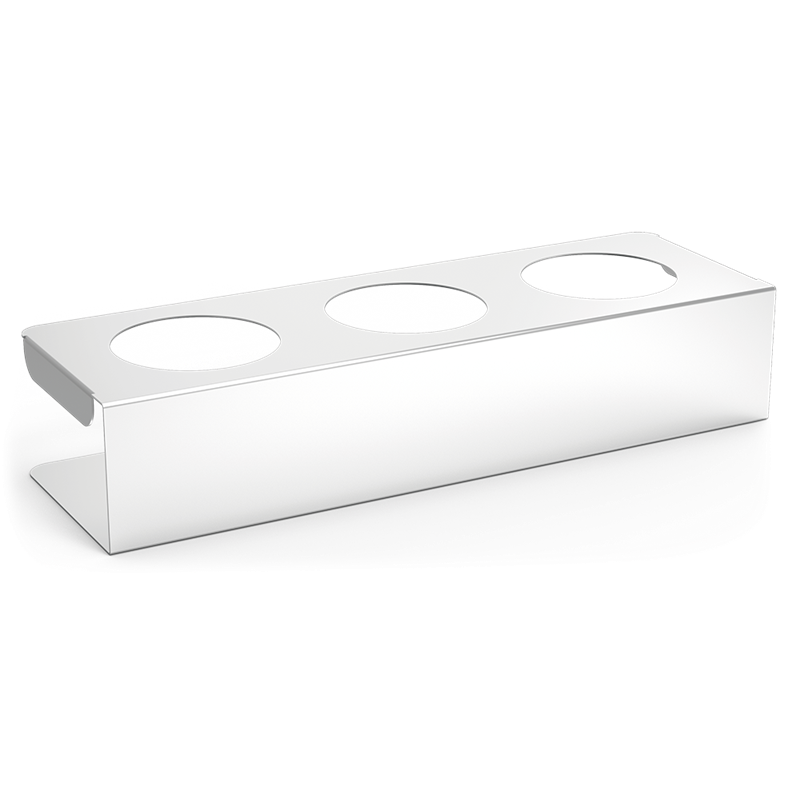 Soporte inoxidable para 3 biberones de cocina de 500 ml.