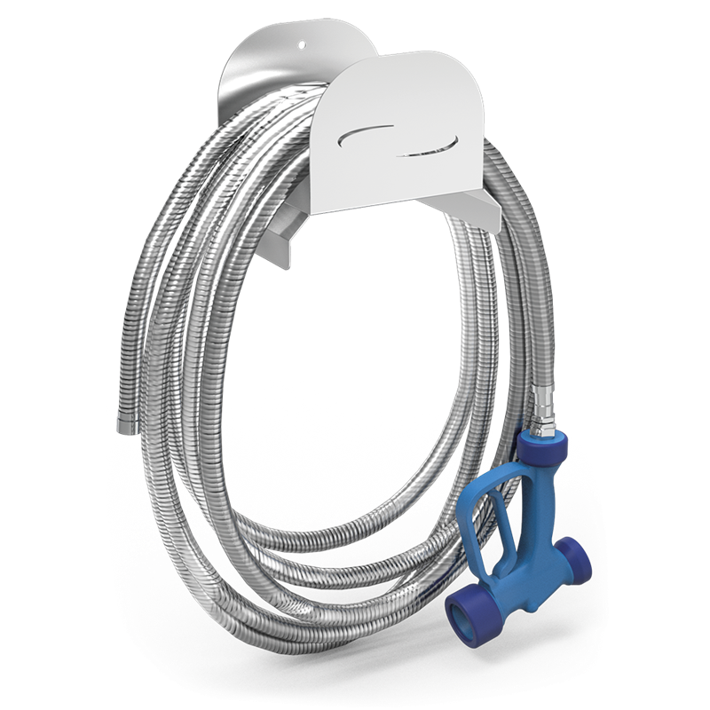 Grifo manguera con soporte inoxidabley pistola L50 mts.