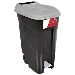 Contenedor de desperdicios con tapa y ruedas gris 80 lts. Serie GO!