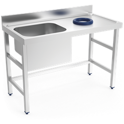 Mesa mural desbarasado con fregadero izquierda 1200x600x850 mm.