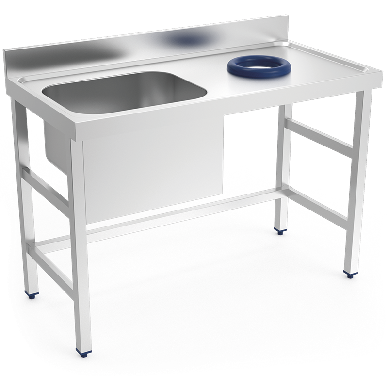 Mesa mural desbarasado con fregadero izquierda 1200x600x850 mm.