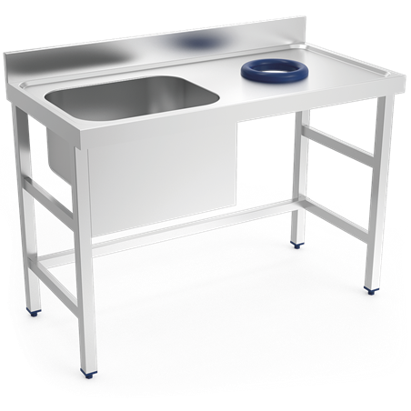 Mesa mural desbarasado con fregadero izquierda 1200x600x850 mm.