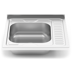 Fregadero 600x600 1 cubeta y 1 escurridor dcha. dimensiones cubeta 370x340x150 mm.