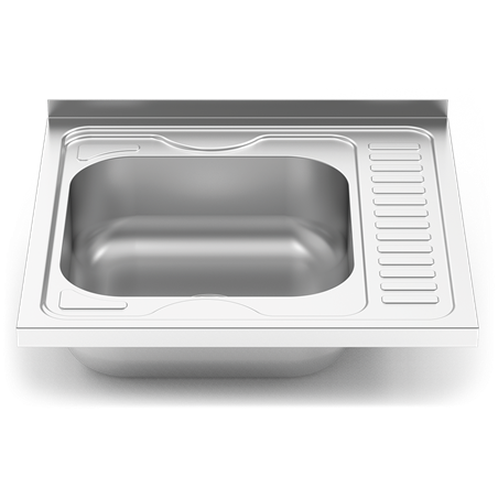 Fregadero 600x600 1 cubeta y 1 escurridor dcha. dimensiones cubeta 370x340x150 mm.