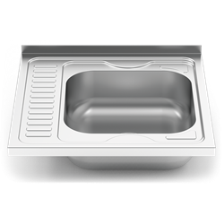 Fregadero 600x600 1 cubeta y 1 escurridor izqda. dimensiones cubeta 370x340x150 mm.