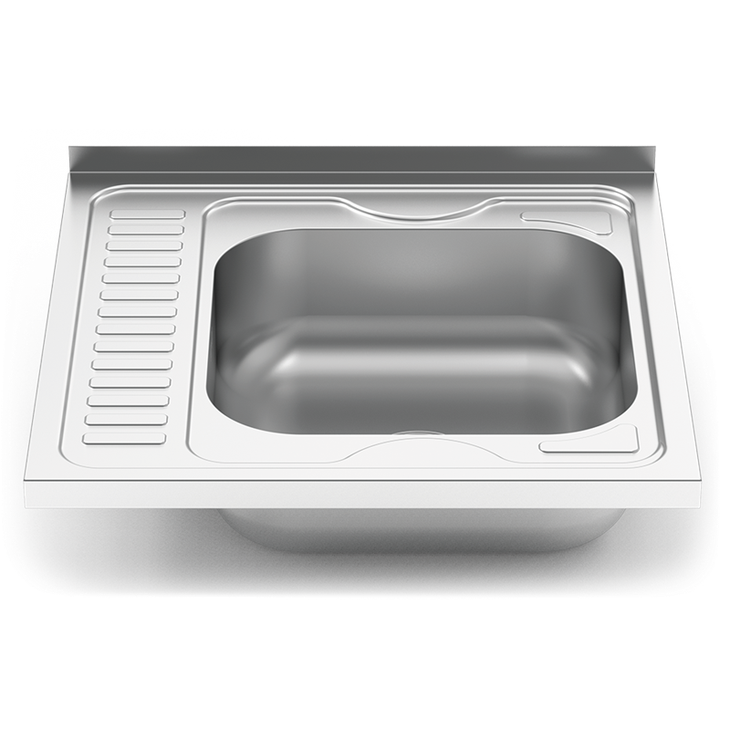 Fregadero 600x600 1 cubeta y 1 escurridor izqda. dimensiones cubeta 370x340x150 mm.