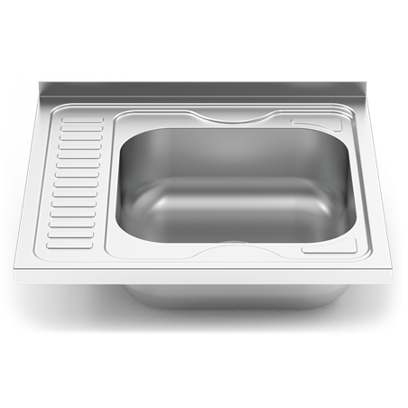 Fregadero 600x600 1 cubeta y 1 escurridor izqda. dimensiones cubeta 370x340x150 mm.