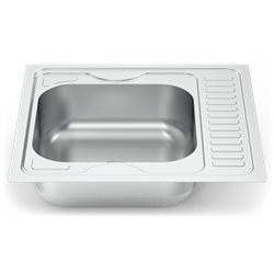 Fregadero para encastrar 600x600 1 cubetas y escurridor (reversible) Dimensiones cubetas: 370x340x150 mm.