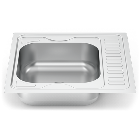 Fregadero para encastrar 600x600 1 cubetas y escurridor (reversible) Dimensiones cubetas: 370x340x150 mm.