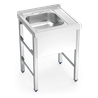 Fregadero con soporte 1C, ED 600x600x850 mm. Dimensiones cubeta 400x400x150 mm.