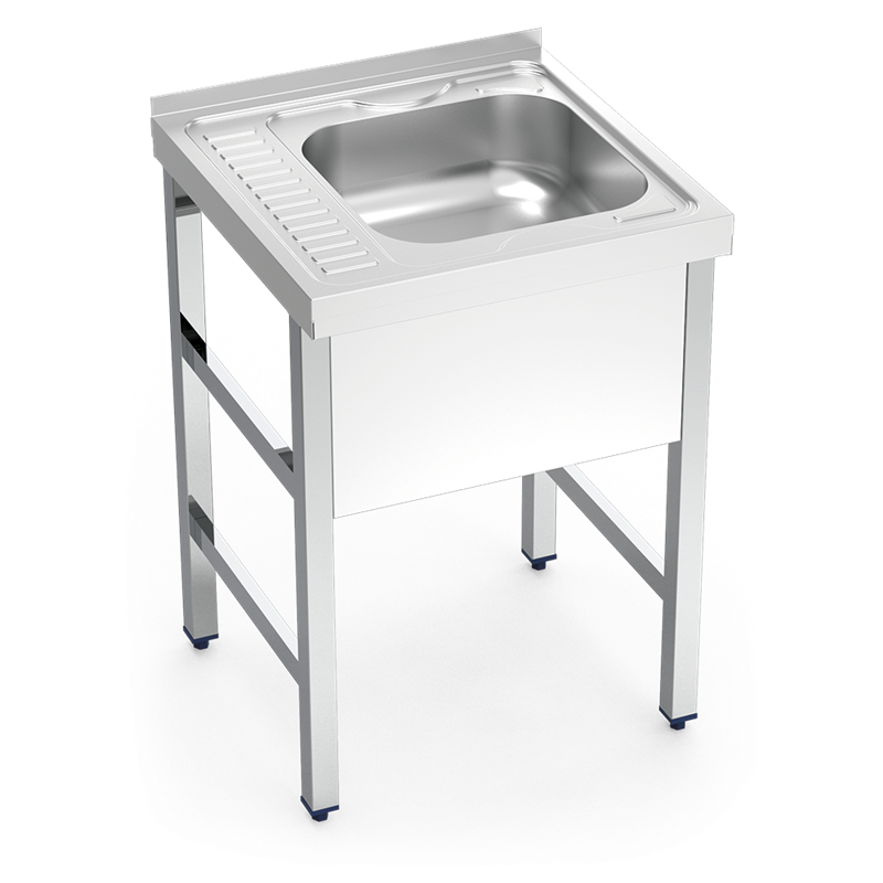 Fregadero con soporte 1C, EI 600x600x850 mm. Dimensiones cubeta 400x400x150 mm.