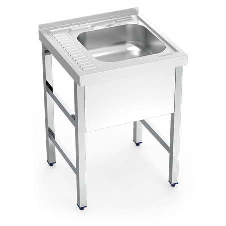 Fregadero con soporte 1C, EI 600x600x850 mm. Dimensiones cubeta 400x400x150 mm.