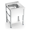 Fregadero c/soporte c/entre. 1C, ED 600x600x850 mm. Dimensiones cubeta 370x340x150 mm.