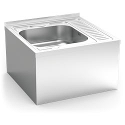 Fregadero colg.c/faldón 1C, ED 600x600x355 mm. Dimensiones cubeta 400x400x150 mm.