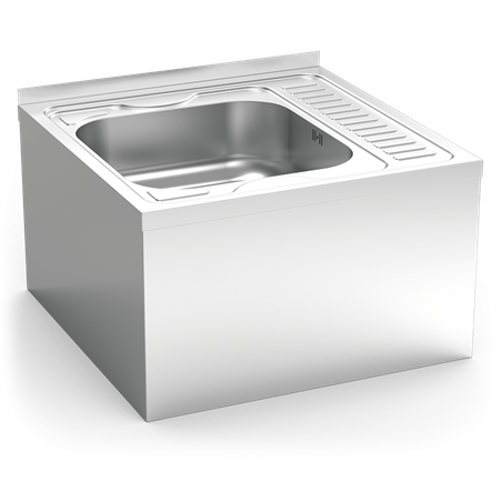 Fregadero colg.c/faldón 1C, ED 600x600x355 mm. Dimensiones cubeta 400x400x150 mm.