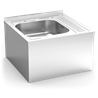 Fregadero colg.c/faldón 1C, ED 600x600x355 mm. Dimensiones cubeta 400x400x150 mm.