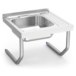 Fregadero colg.c/palomillas 1C, ED 600x600x450 mm. Dimensiones cubeta 400x400x150 mm.