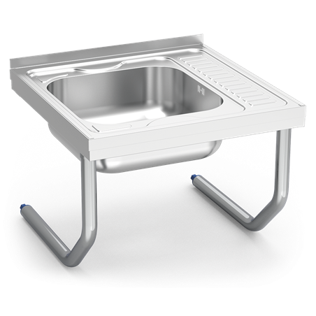 Fregadero colg.c/palomillas 1C, ED 600x600x450 mm. Dimensiones cubeta 400x400x150 mm.