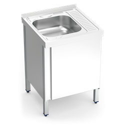 Fregadero c/ptas.abatibles 1C, ED 600x600x850 mm. Dimensiones cubeta 400x400x150 mm.