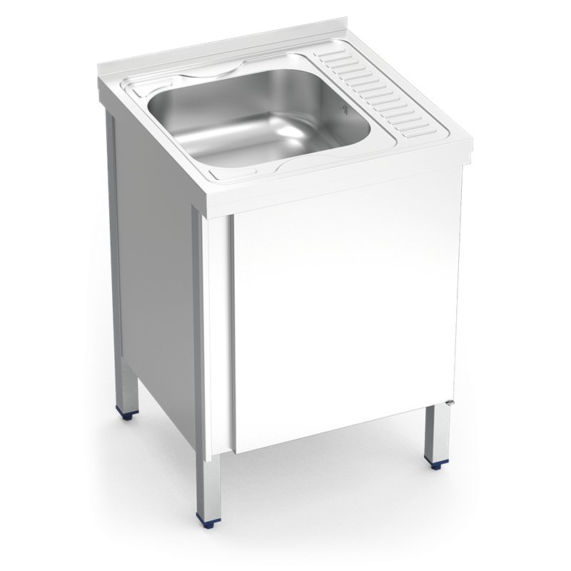 Fregadero c/ptas.abatibles 1C, ED 600x600x850 mm. Dimensiones cubeta 400x400x150 mm.