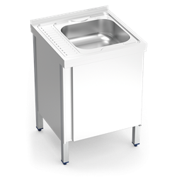 Fregadero c/ptas.abatibles 1C, EI 600x600x850 mm. Dimensiones cubeta 400x400x150 mm.