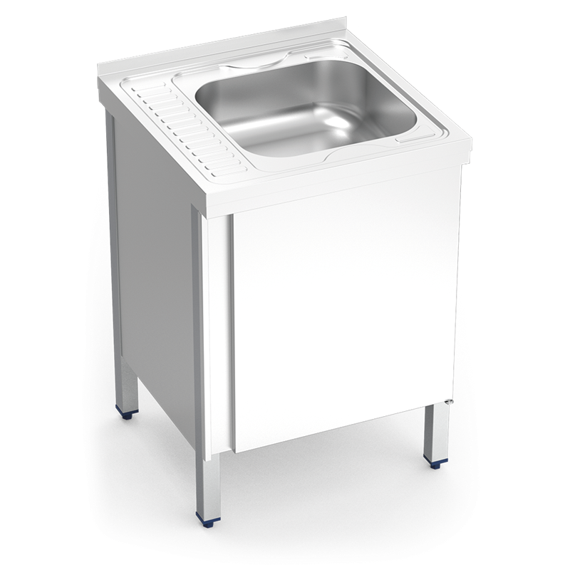 Fregadero c/ptas.abatibles 1C, EI 600x600x850 mm. Dimensiones cubeta 400x400x150 mm.