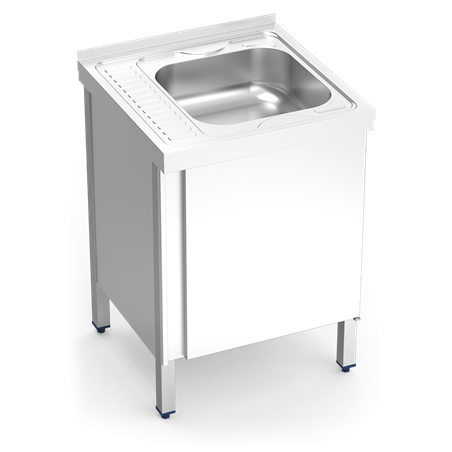 Fregadero c/ptas.abatibles 1C, EI 600x600x850 mm. Dimensiones cubeta 400x400x150 mm.