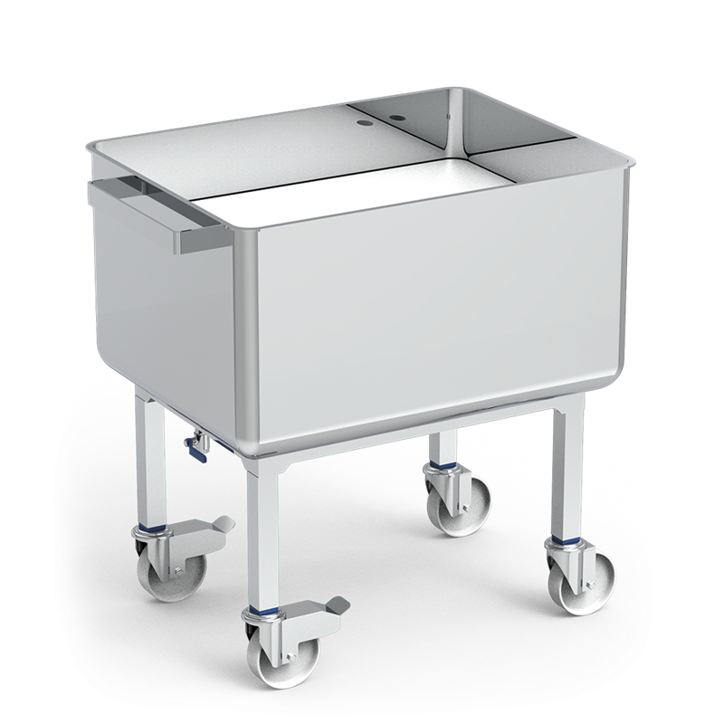 Carro de transporte inoxidable con resortes y fondo móvil