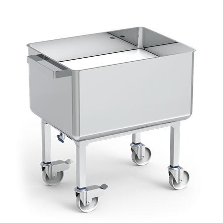 Carro de transporte inoxidable con resortes y fondo móvil