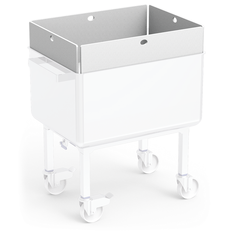 Ampliación de capacidad para carro de transporte inoxidable con resortes y fondo móvil