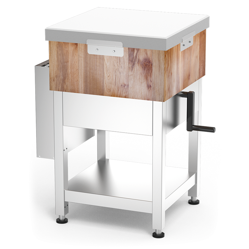 Tajo md-fb bl c/faldón c/ent 525x500x805 con sistema de elevación y cuchillero Regulación 805/1005 mm.