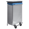 Cubo de basura industrial en acero inoxidable con ruedas y soporte para bolsa de 110L