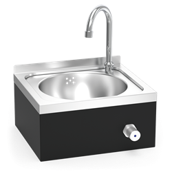 Lavamanos mural negro rodilla serie XS agua fría y caliente 350x300x200 mm.