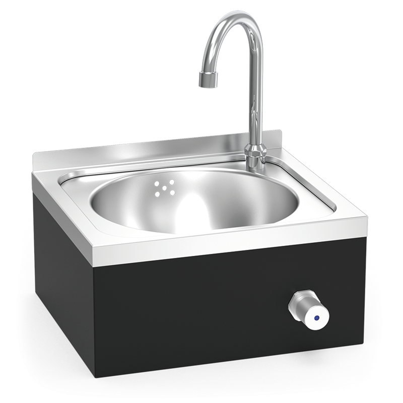 Lavamanos mural negro rodilla serie XS agua fría y caliente 350x300x200 mm.