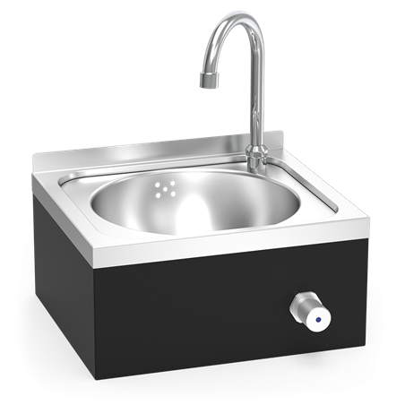 Lavamanos mural negro rodilla serie XS agua fría y caliente 350x300x200 mm.