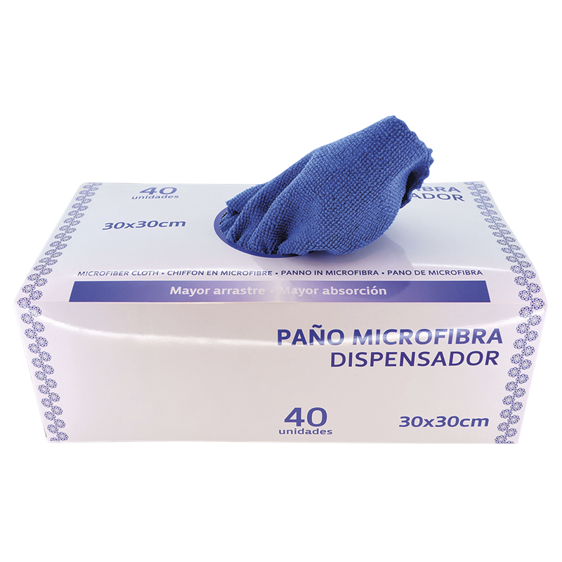 Paño de microfibra de 300x300 mm. (caja dispensadora de 40 uds)