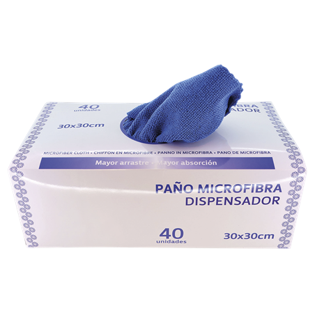 Paño de microfibra de 300x300 mm. (caja dispensadora de 40 uds)