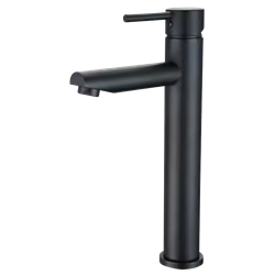 Grifo negro inoxidable monomando para lavabo alto serie Vega