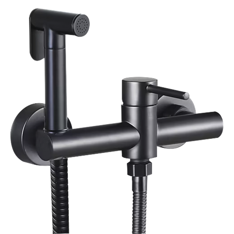 Ducha higiénica negra inoxidable monomando para WC modelo Eco Redondo