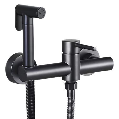 Ducha higiénica negra inoxidable monomando para WC modelo Eco Redondo