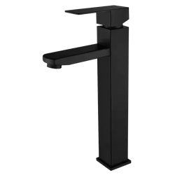 Grifo negro inoxidable monomando para lavabo alto serie Merak