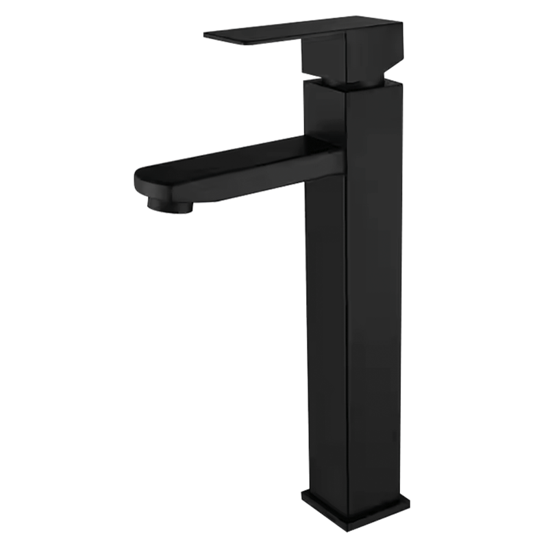 Grifo negro inoxidable monomando para lavabo alto serie Merak
