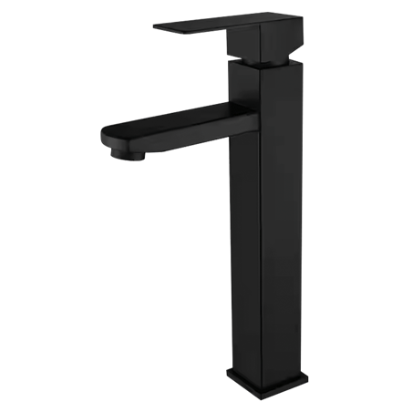 Grifo negro inoxidable monomando para lavabo alto serie Merak