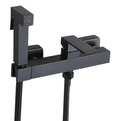 Ducha higiénica negra inoxidable monomando para WC modelo Eco Cuadrado