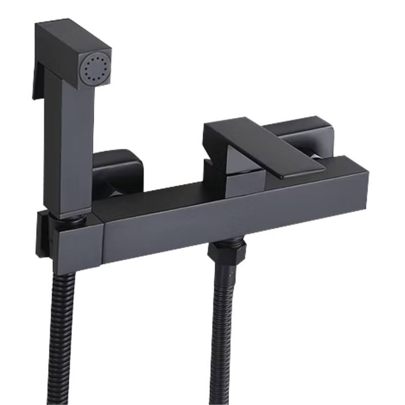 Ducha higiénica negra inoxidable monomando para WC modelo Eco Cuadrado